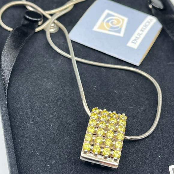 Paul Klecka Sterling Silver Diamonique Pendant Necklace – Pink & Yellow Stones - Picture 13 of 16